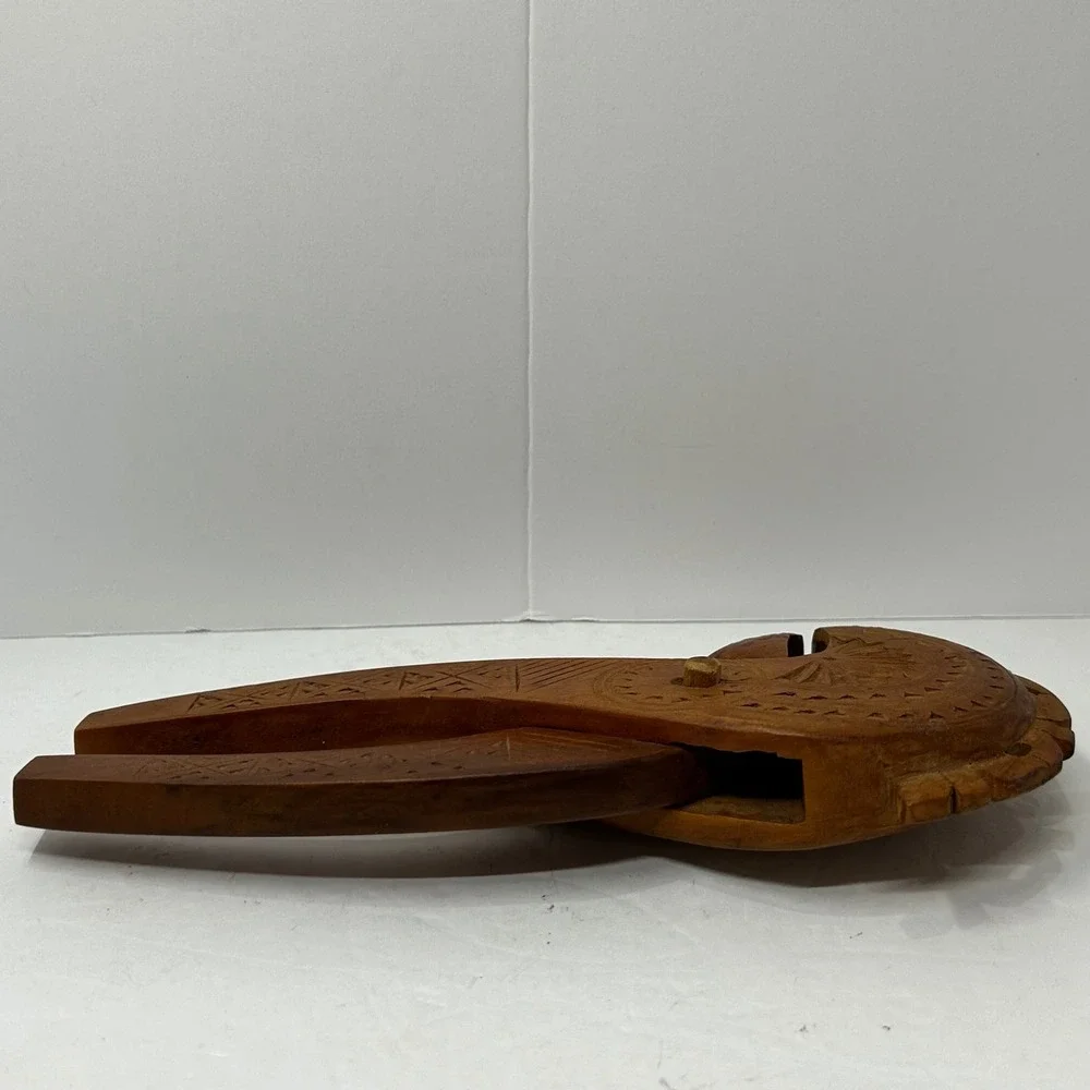 Vintage Hand Carved Wooden Horse Nutcracker‎ Folk Art Geometric Sunburst 8 Inch